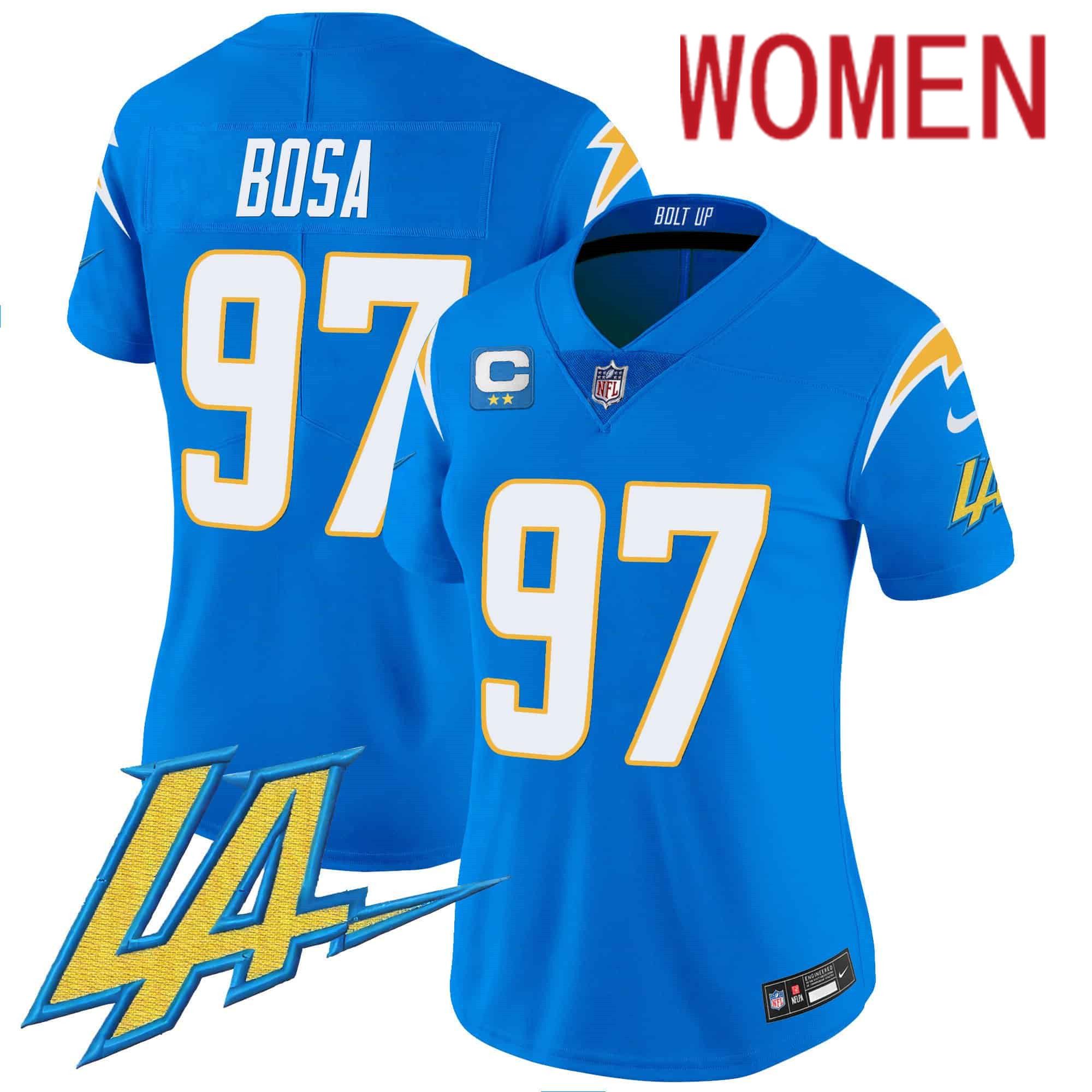 Women Los Angeles Chargers #97 Bosa Light Blue 2024 Nike Vapor Limited NFL Jersey style 1->women nfl jersey->Women Jersey